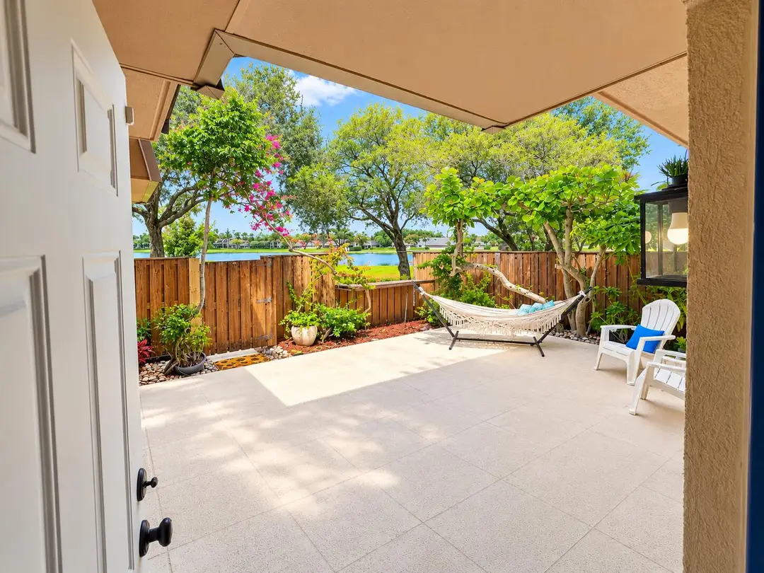 View of patio thru front door entrance
