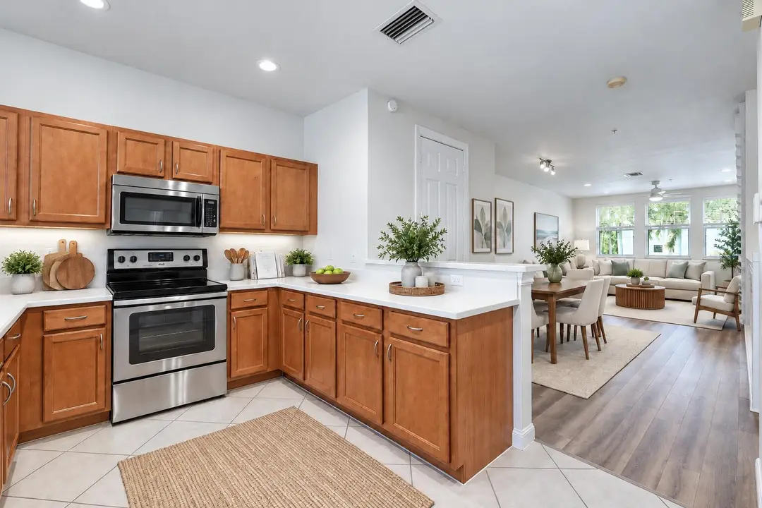 kitchen and living room