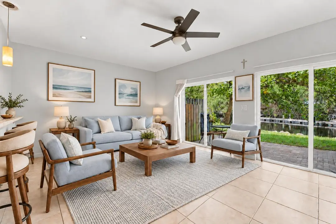 Living room with soft gray walls